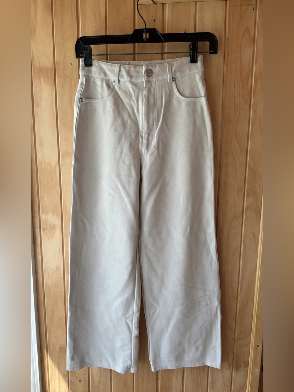Gianni Bini Cream Wide-Leg High-Rise stretch pants